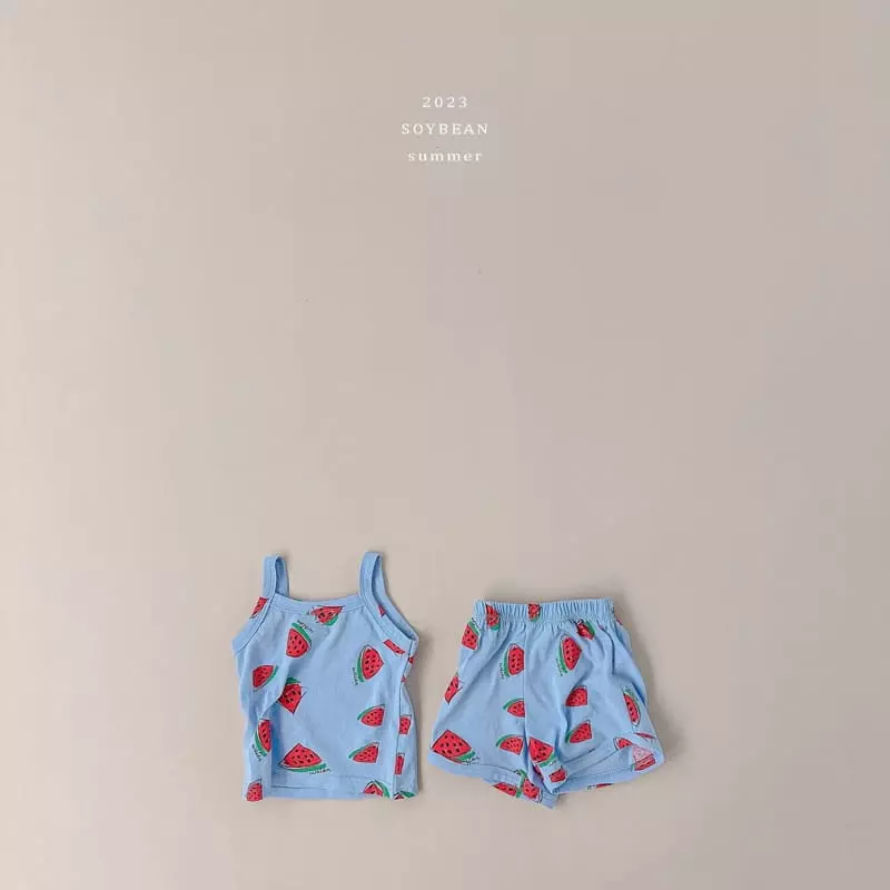Soybean - Korean Children Fashion - #childofig - Watermelon String Sleeveless Top Bottom Set - 7