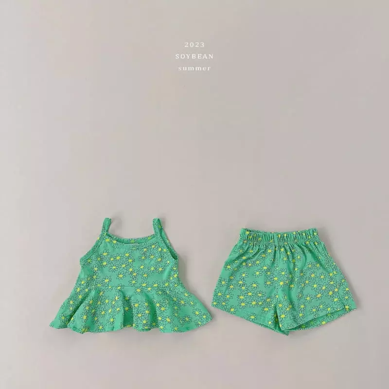 Soybean - Korean Children Fashion - #childofig - Flower Bustier Top Bottom Set - 4