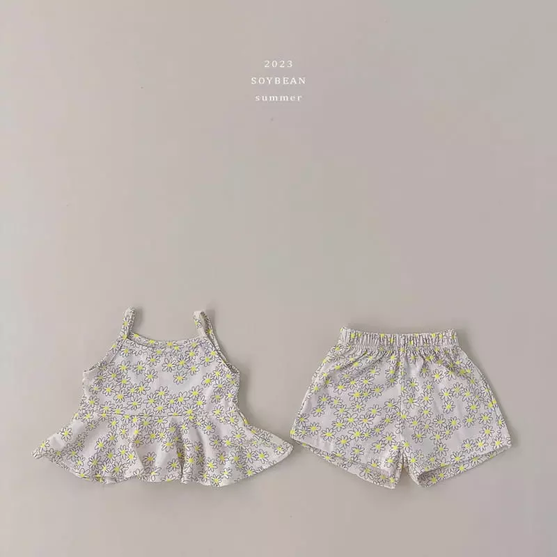 Soybean - Korean Children Fashion - #designkidswear - Flower Bustier Top Bottom Set - 5