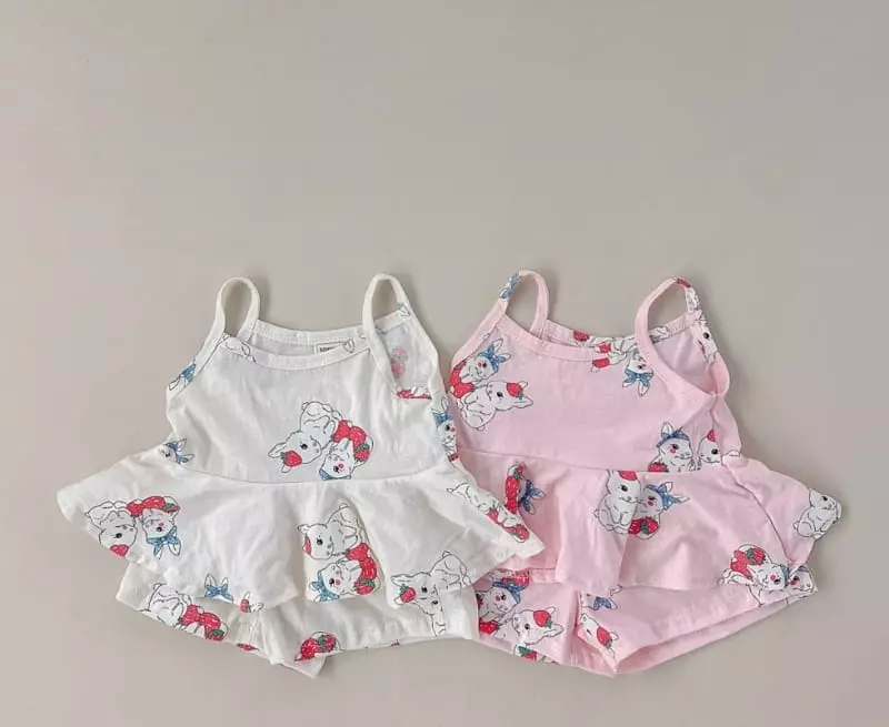 Soybean - Korean Children Fashion - #kidsshorts - Rabbit Bustier Top Bottom Set - 9