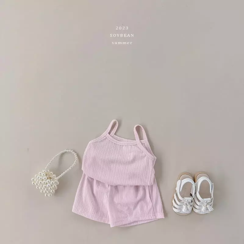 Soybean - Korean Children Fashion - #kidzfashiontrend - Pleats String Top Bottom Set - 3