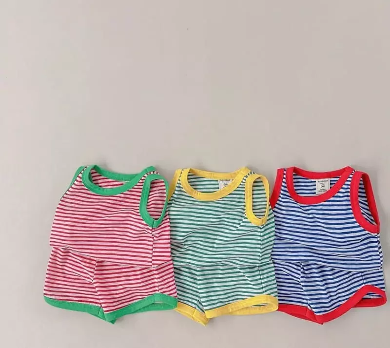 Soybean - Korean Children Fashion - #magicofchildhood - Mini Stripes Top Bottom Set - 3