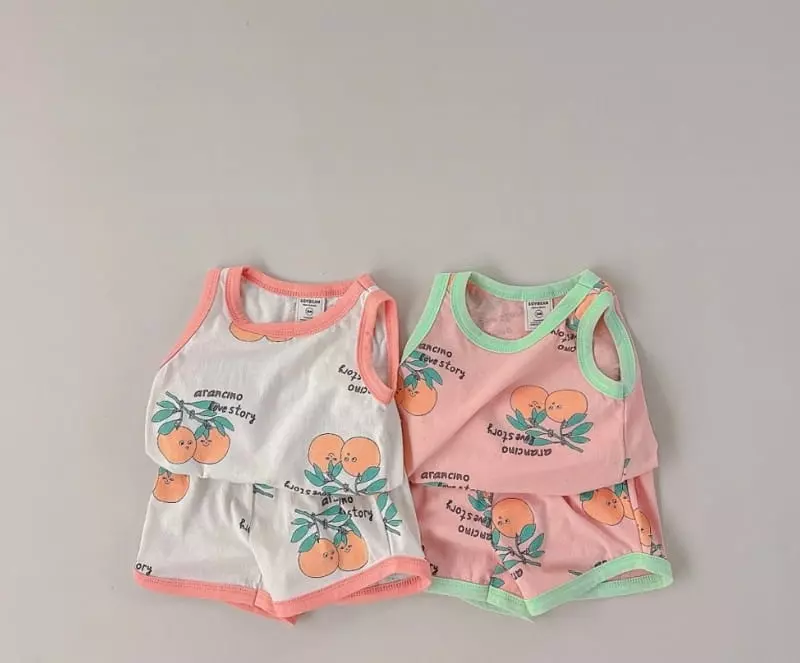 Soybean - Korean Children Fashion - #toddlerclothing - Orange Top Bottom Set - 8