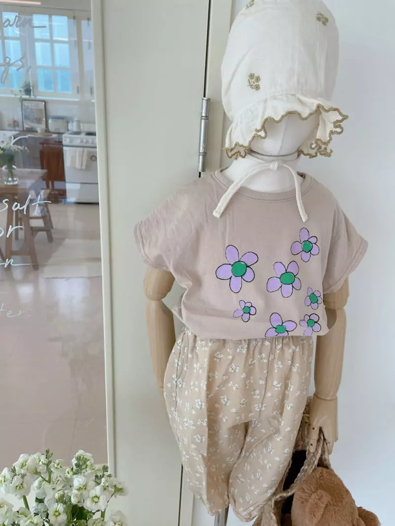 Studio M - Korean Children Fashion - #kidzfashiontrend - Purple Flower Paint Tee - 4
