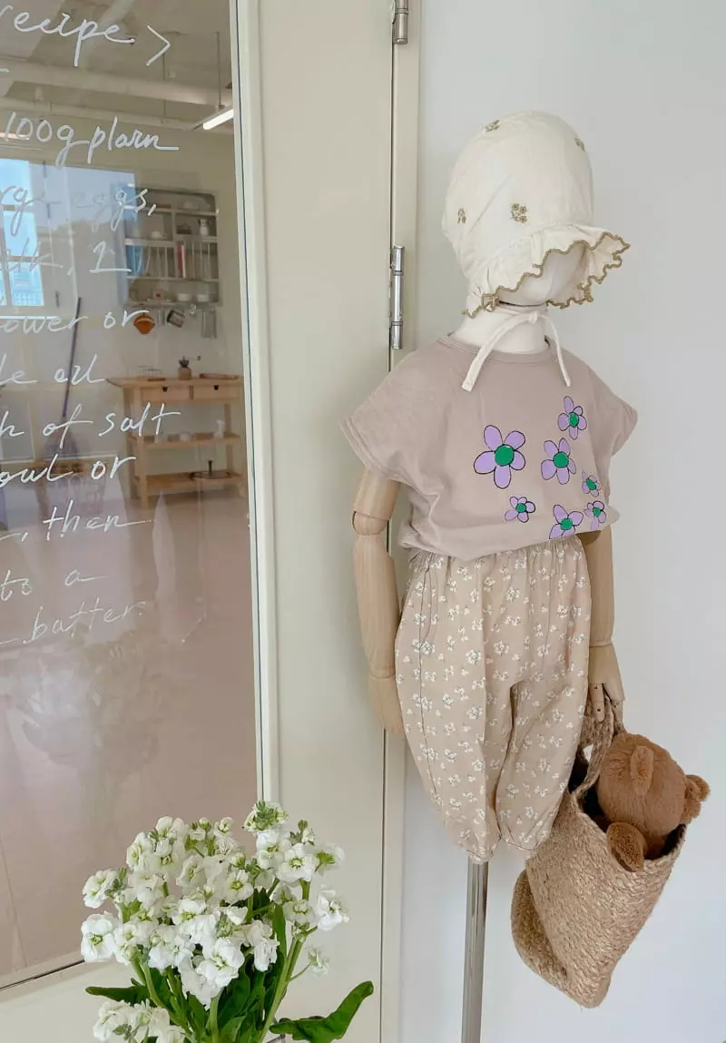 Studio M - Korean Children Fashion - #kidsshorts - Purple Flower Paint Tee