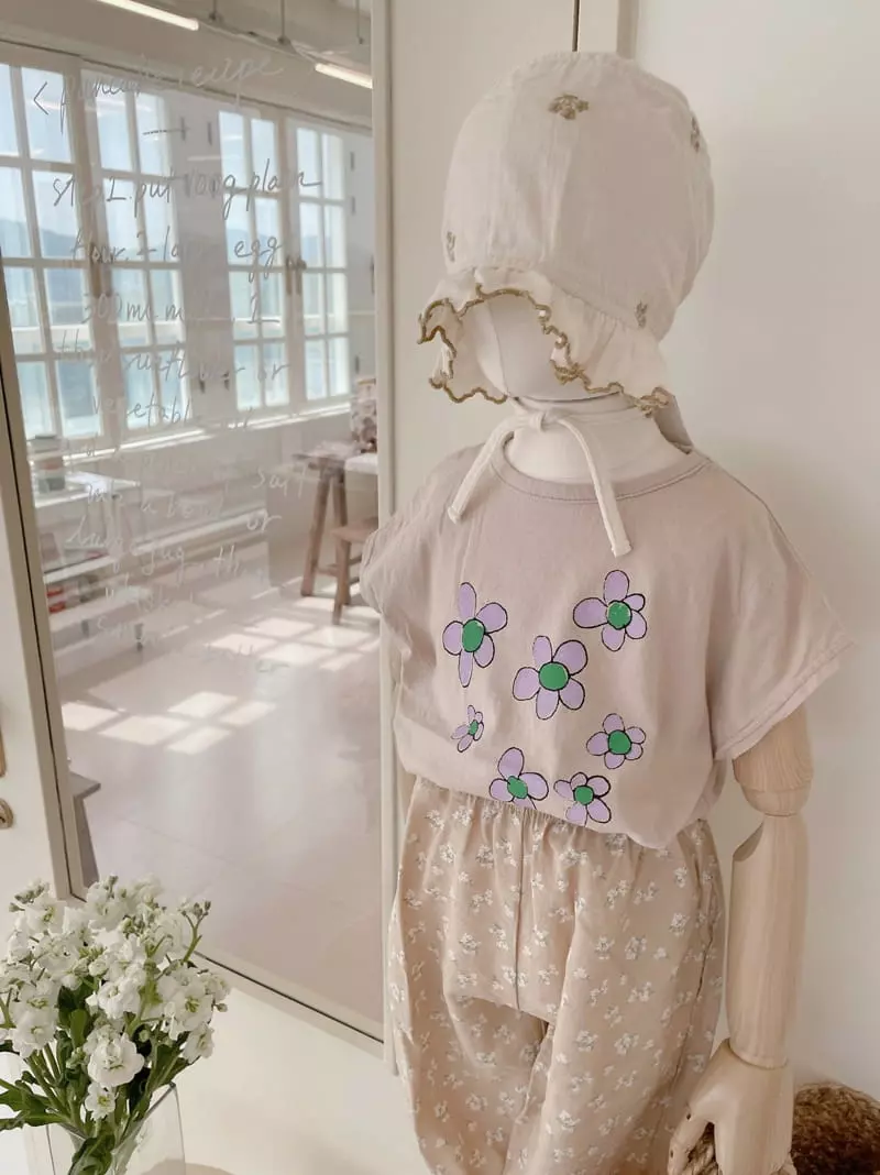 Studio M - Korean Children Fashion - #kidzfashiontrend - Purple Flower Paint Tee - 3