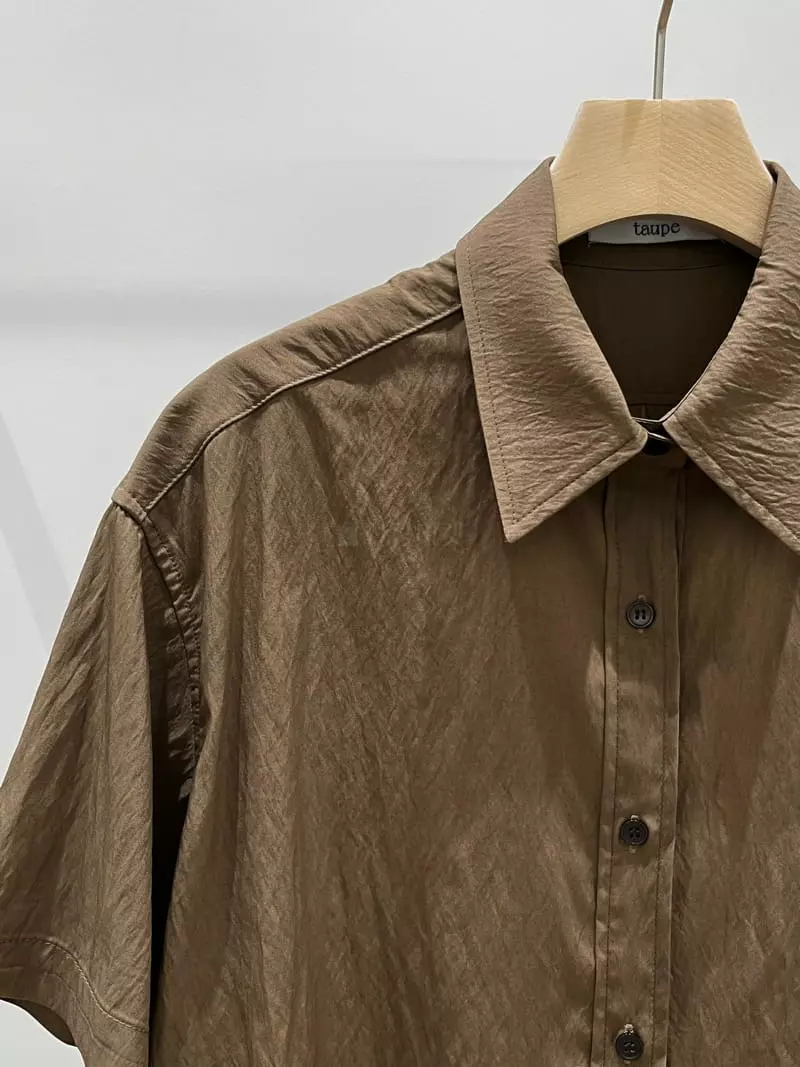 Taupe - Korean Women Fashion - #womensfashion - Crop Shirt - 2