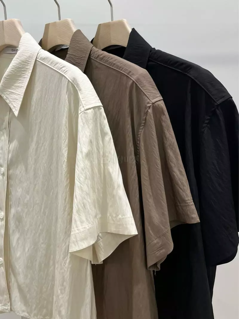 Taupe - Korean Women Fashion - #momslook - Crop Shirt - 4