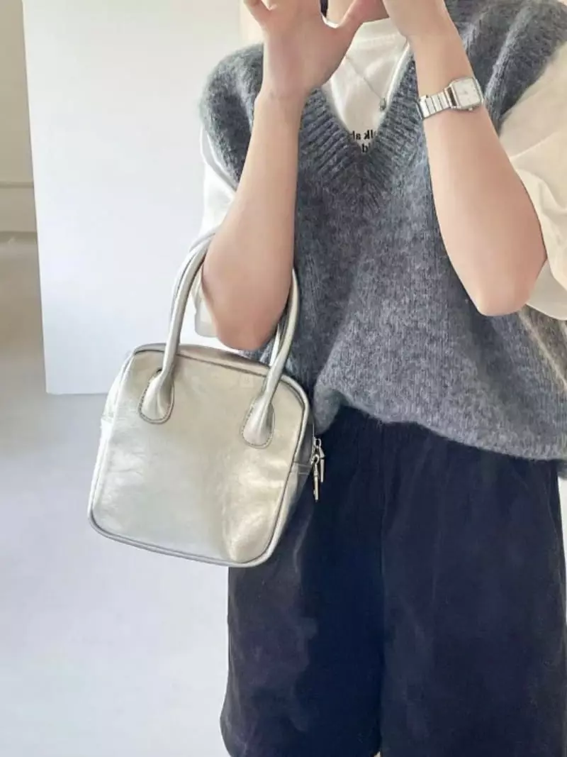 Trouvaille - Korean Women Fashion - #womensfashion - Tomb Square Tote Cross Bag - 10