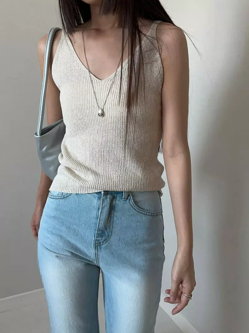 Unene Garden - Korean Women Fashion - #womensfashion - Slub Sleeveless - 5