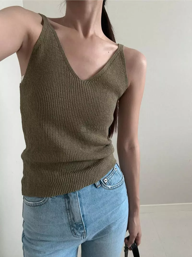 Unene Garden - Korean Women Fashion - #womensfashion - Slub Sleeveless - 9
