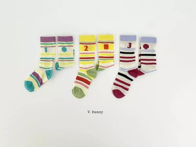 V Bunny - Korean Children Fashion - #childofig - 123 Socks Set - 8