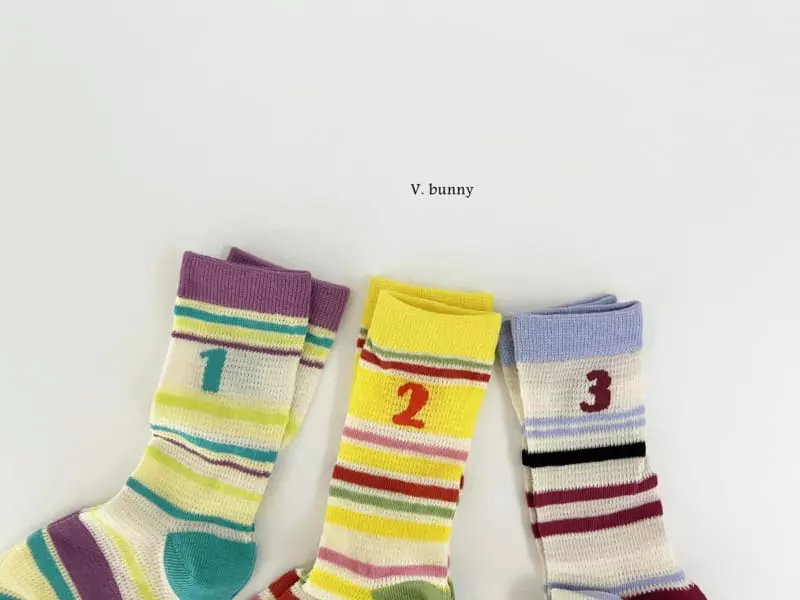 V Bunny - Korean Children Fashion - #childrensboutique - 123 Socks Set - 9