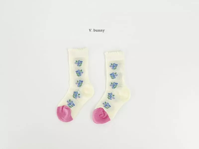 V Bunny - Korean Children Fashion - #designkidswear - Bog Flower Socks Set - 6