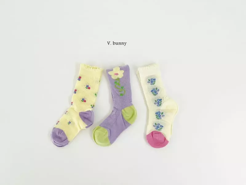 V Bunny - Korean Children Fashion - #kidsstore - Bog Flower Socks Set - 10