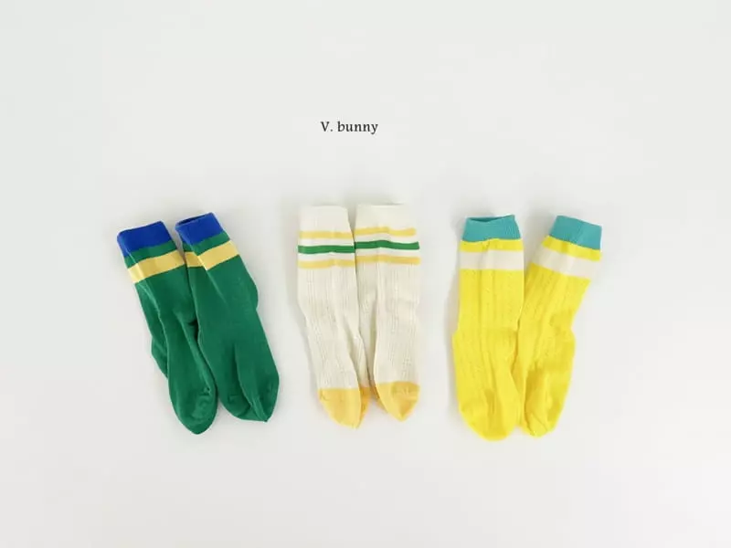 V Bunny - Korean Children Fashion - #stylishchildhood - Two Strieps Socks Set - 6