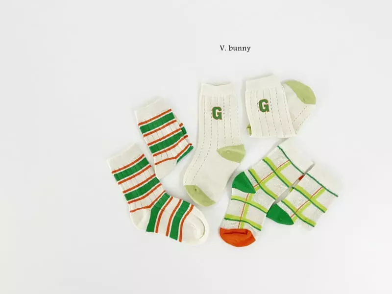 V Bunny - Korean Children Fashion - #todddlerfashion - GG Socks Set - 9