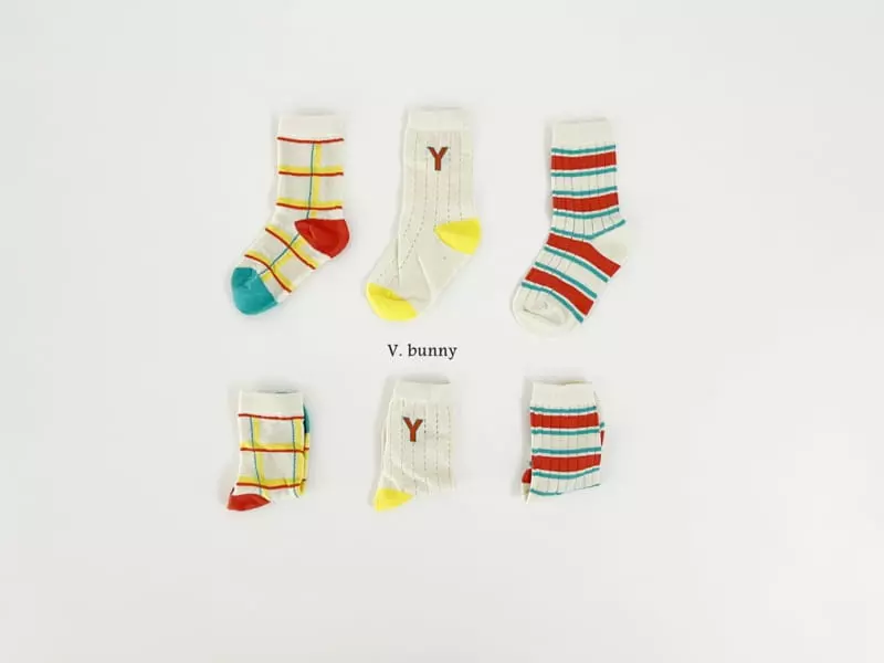 V Bunny - Korean Children Fashion - #todddlerfashion - YY Socks Set - 8