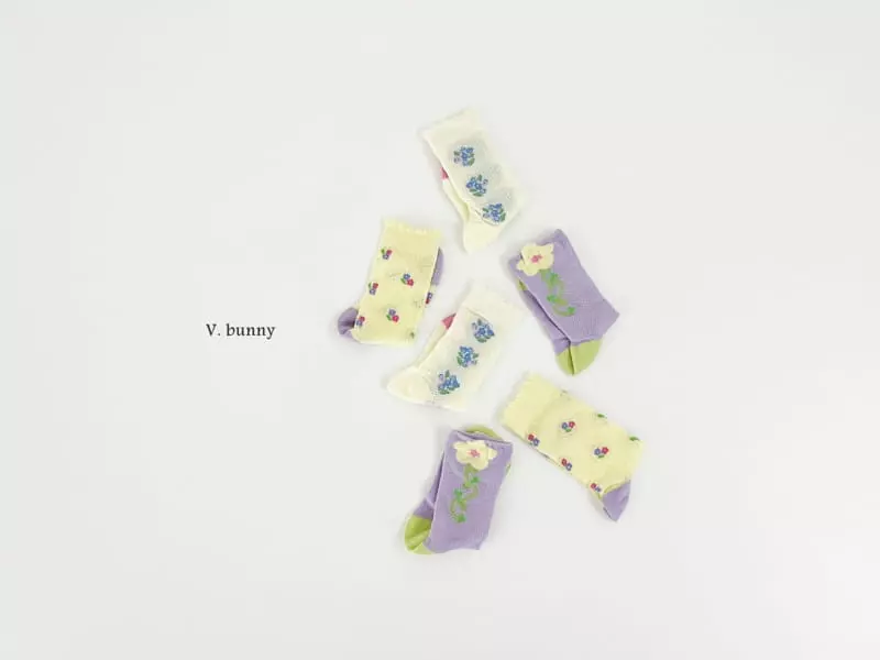 V Bunny - Korean Children Fashion - #todddlerfashion - Bog Flower Socks Set