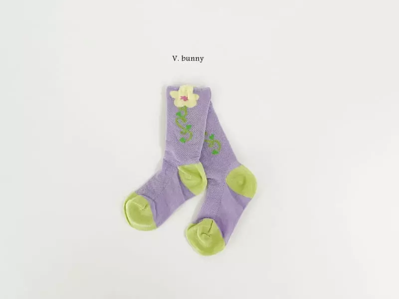 V Bunny - Korean Children Fashion - #toddlerclothing - Bog Flower Socks Set - 2