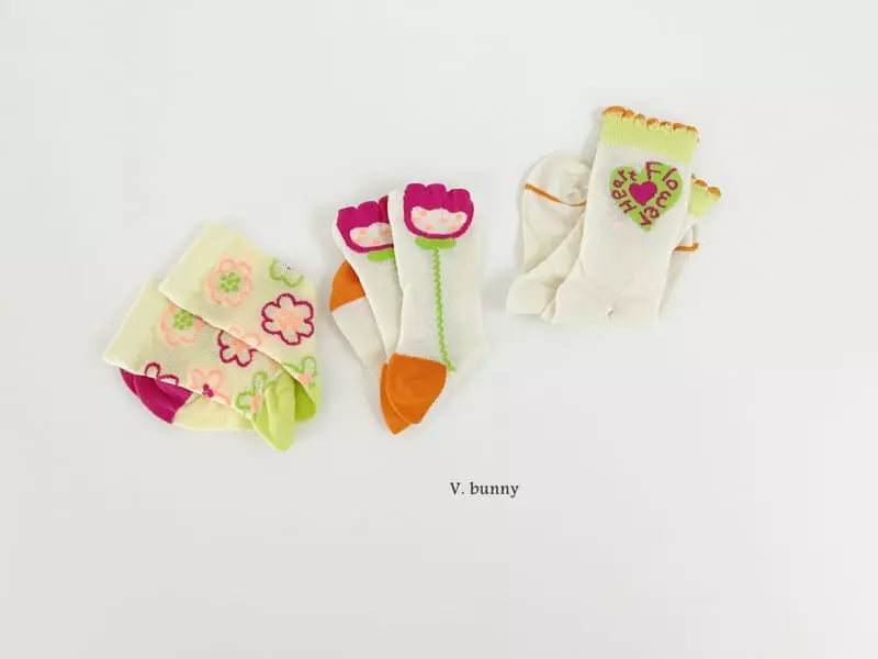 V Bunny - Korean Children Fashion - #toddlerclothing - Neon Half Socks Set