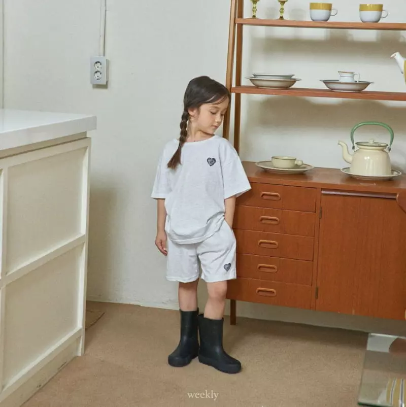 Weekly - Korean Children Fashion - #discoveringself - Heart Summer Top Bottom Set - 8