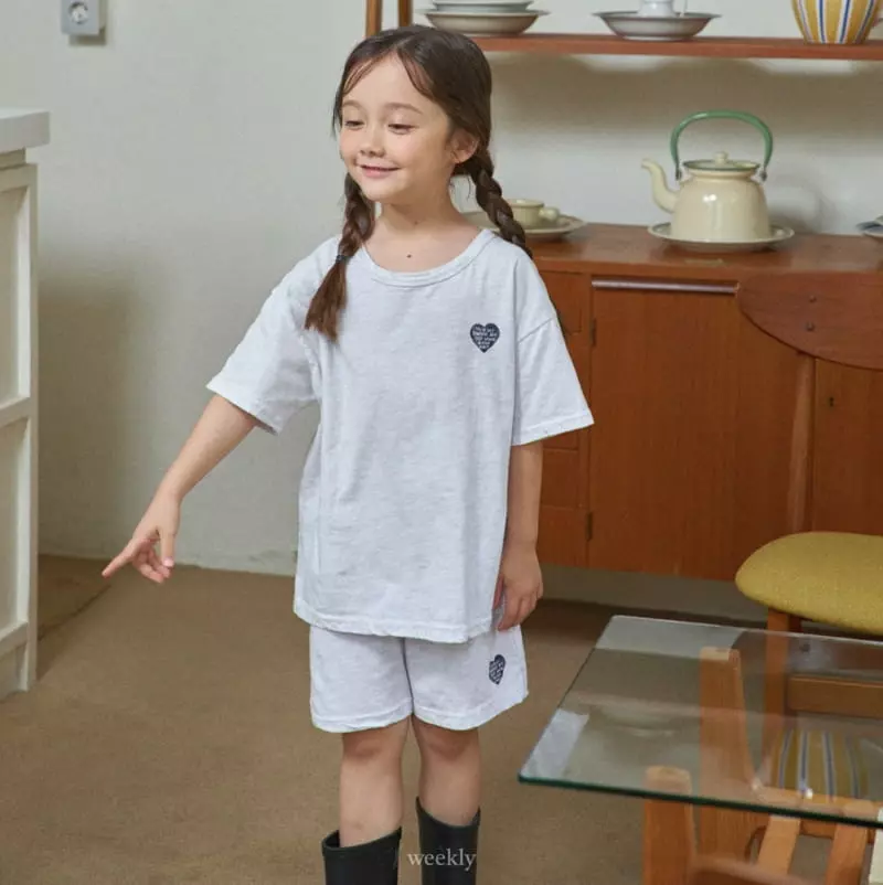Weekly - Korean Children Fashion - #fashionkids - Heart Summer Top Bottom Set - 9
