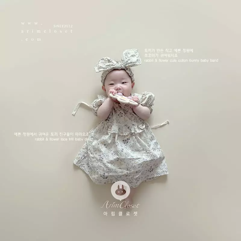Arim Closet - Korean Baby Fashion - #babygirlfashion - Rabbit Flower Lace Frill One-piece - 3