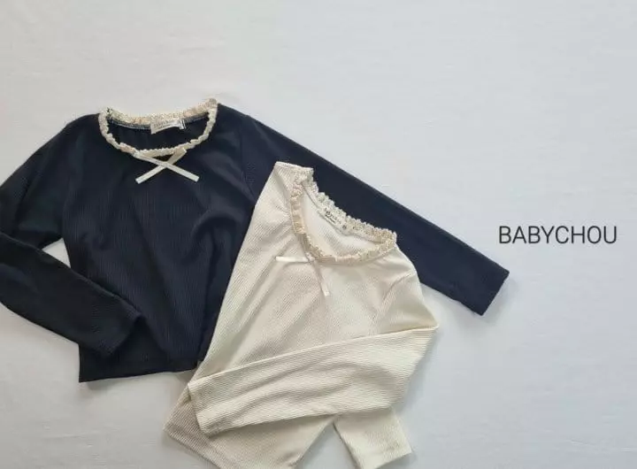 Babychou - Korean Children Fashion - #kidzfashiontrend - Ribbon Rib Tee