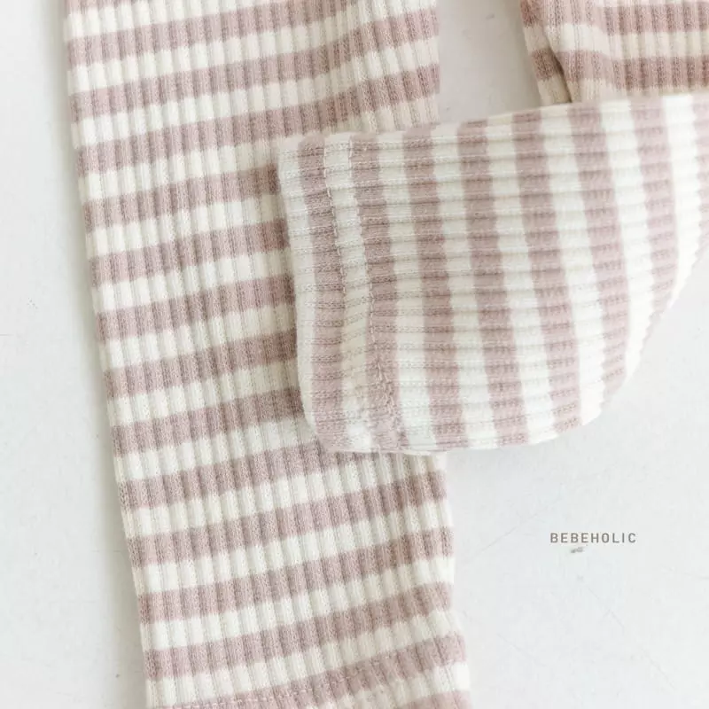 Bebe Holic - Korean Baby Fashion - #babyboutiqueclothing - Stripes Dungarees Leggings - 9