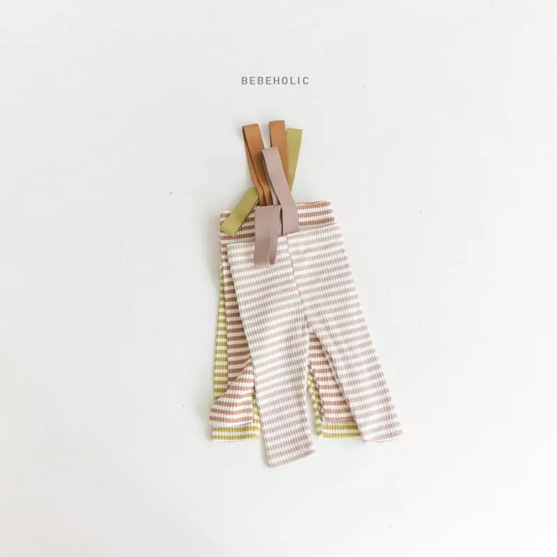 Bebe Holic - Korean Baby Fashion - #babyootd - Stripes Dungarees Leggings