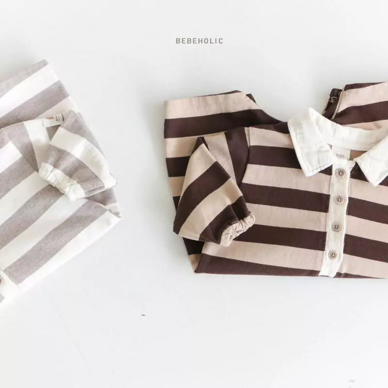 Bebe Holic - Korean Baby Fashion - #babyootd - Latte Collar Bodysuit - 4