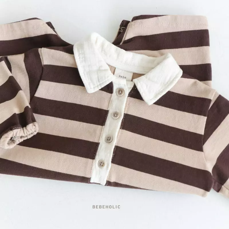 Bebe Holic - Korean Baby Fashion - #babyoutfit - Latte Collar Bodysuit - 5