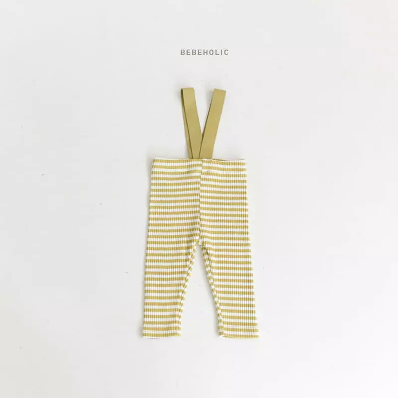 Bebe Holic - Korean Baby Fashion - #babyoutfit - Stripes Dungarees Leggings - 4