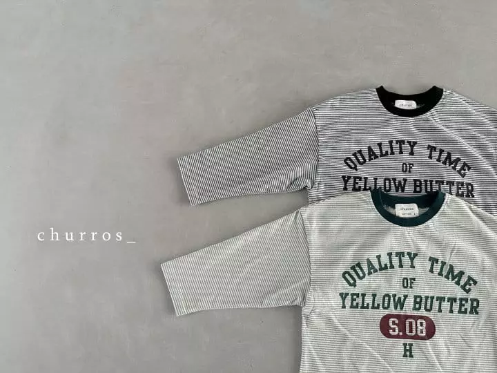 Churros - Korean Children Fashion - #kidsshorts - 08 Stripes Tee - 5