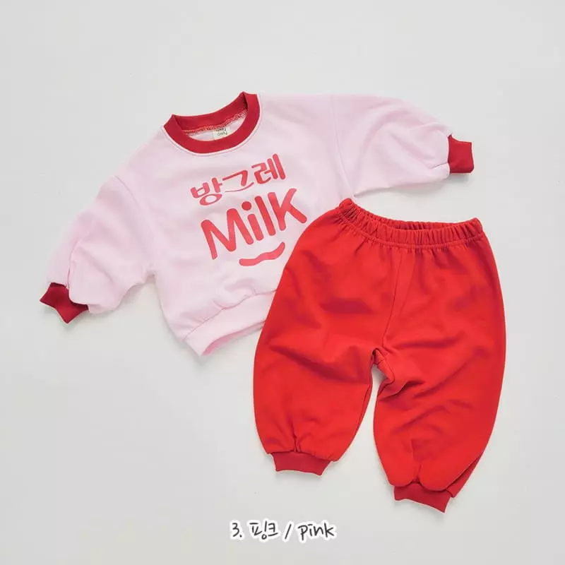 Daily Daily - Korean Children Fashion - #fashionkids - Smile Milk Top Bottom Set - 5