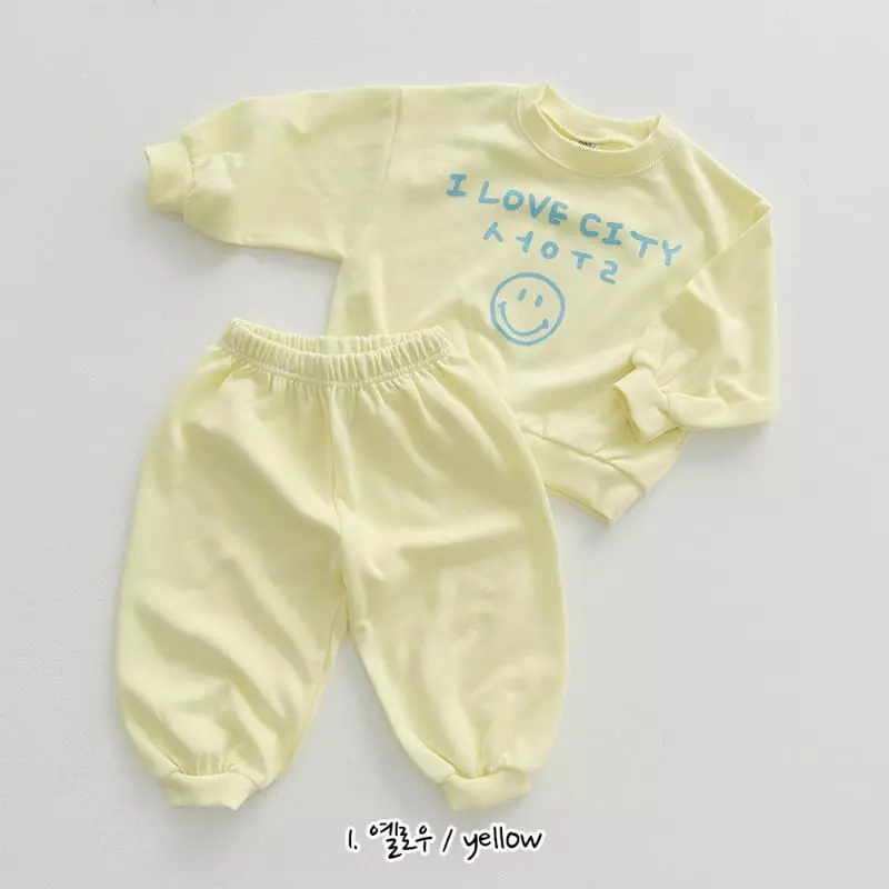 Daily Daily - Korean Children Fashion - #kidsshorts - City Smile Top Bottom Set - 2
