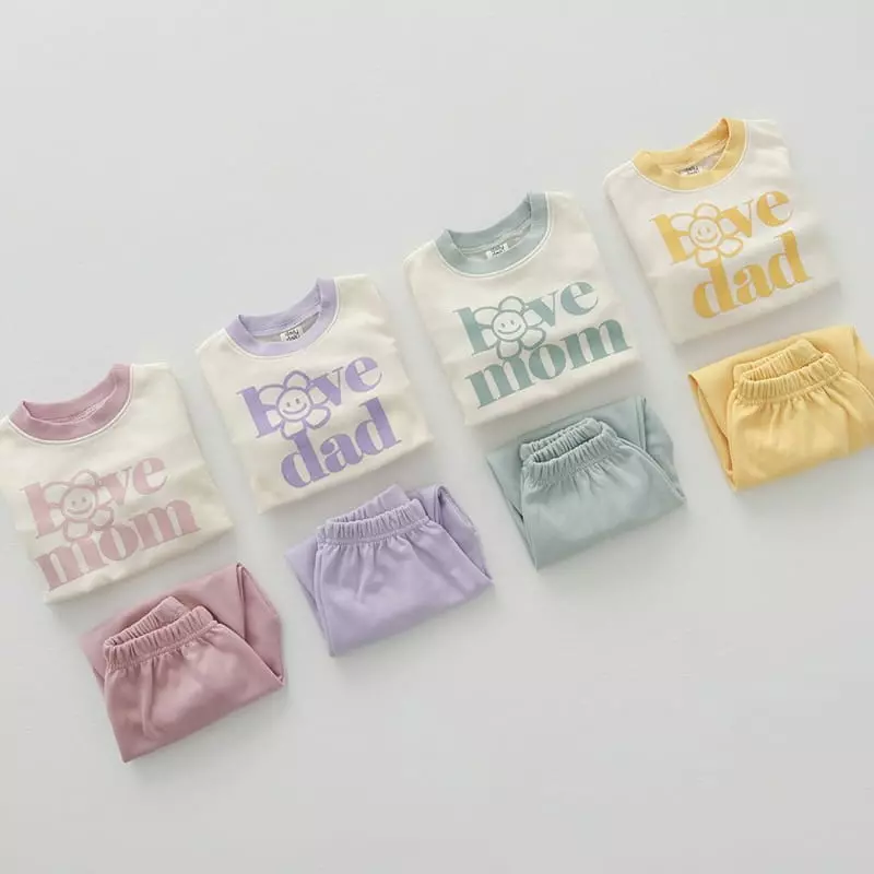 Daily Daily - Korean Children Fashion - #minifashionista - Mom And Daddy Love Top Bottom Set - 10