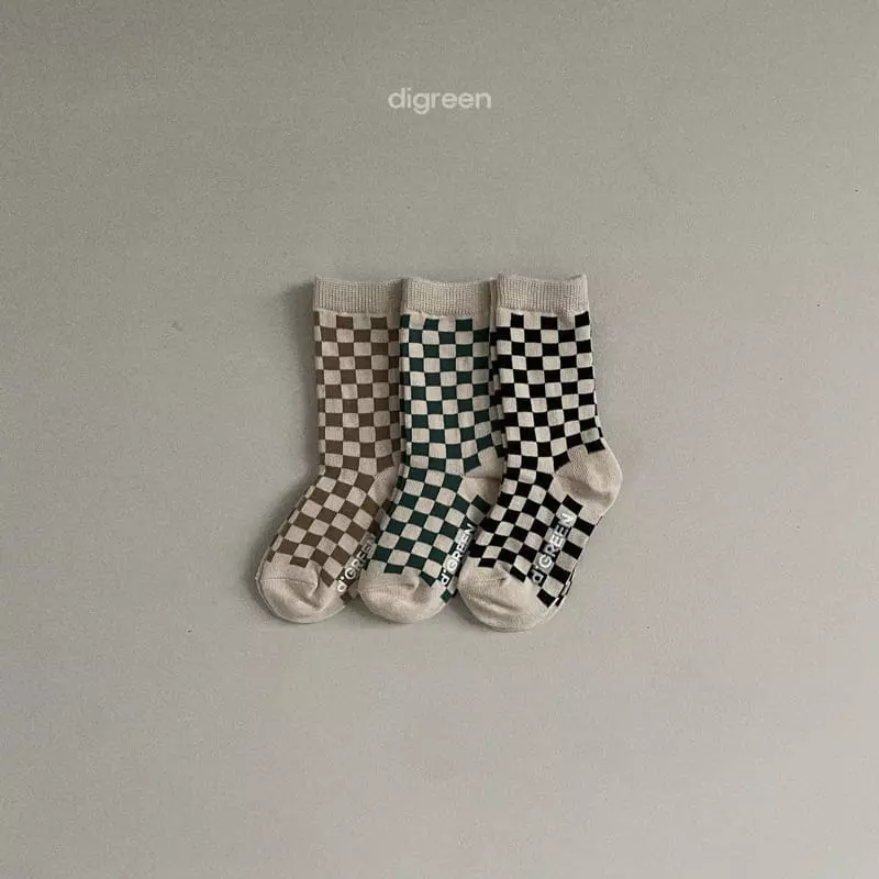Digreen - Korean Children Fashion - #fashionkids - Checker Board Socks - 12