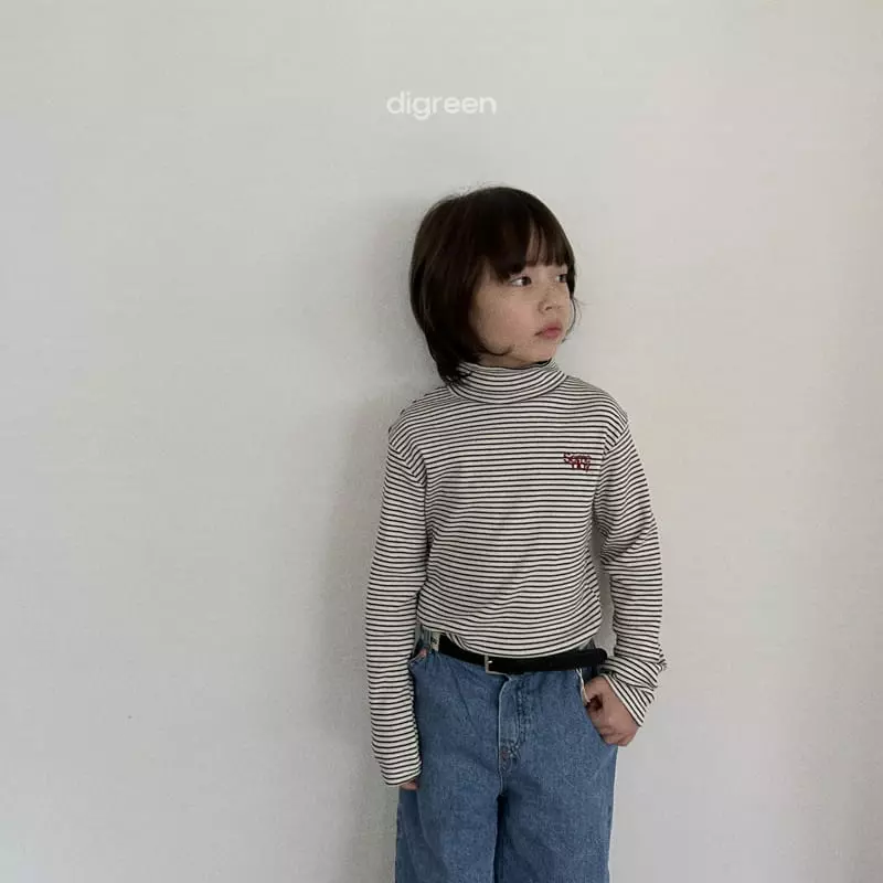 Digreen - Korean Children Fashion - #kidsshorts - Line Turtleneck Tee - 2