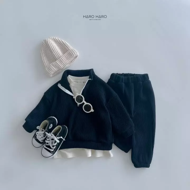 Haro Haro - Korean Children Fashion - #kidzfashiontrend - Knit Anorak Top Bottom Set - 7
