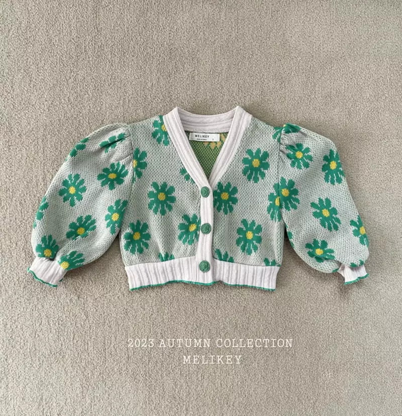 Melikey - Korean Children Fashion - #kidsshorts - Big Flower Puff Cardigan - 2
