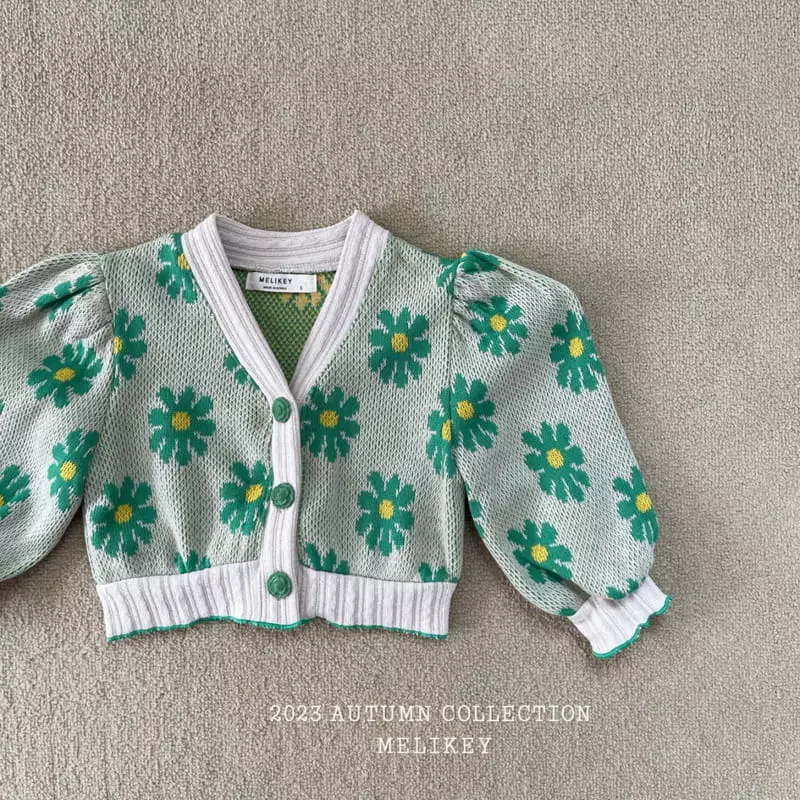 Melikey - Korean Children Fashion - #kidsstore - Big Flower Puff Cardigan - 3