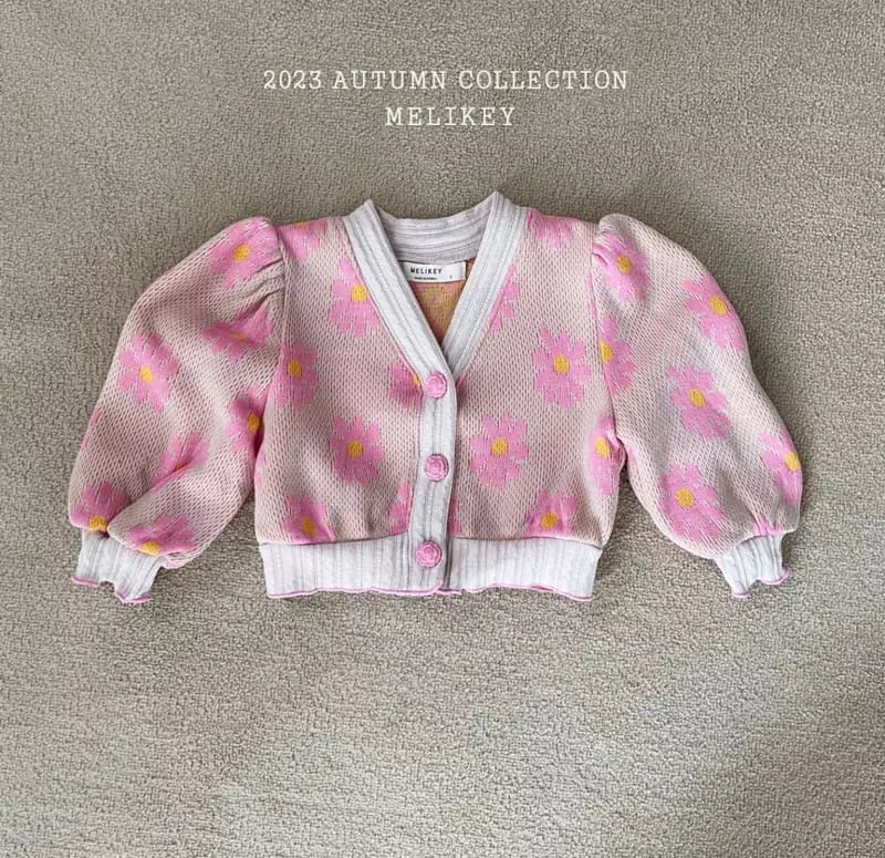 Melikey - Korean Children Fashion - #kidsstore - Big Flower Puff Cardigan - 4