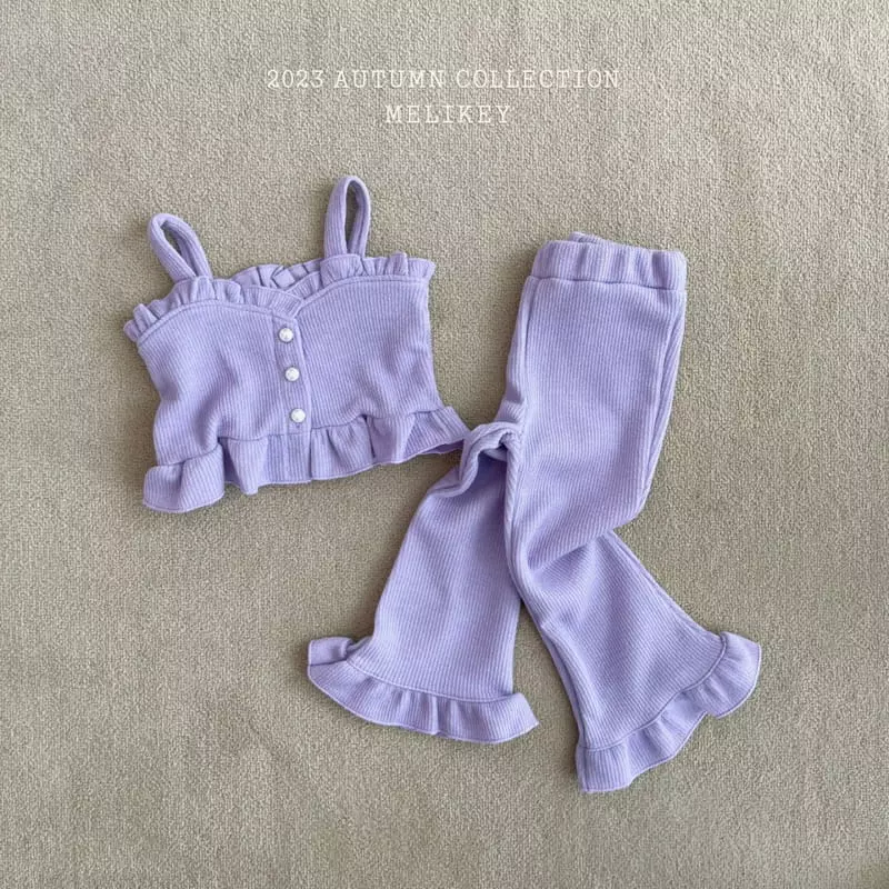 Melikey - Korean Children Fashion - #toddlerclothing - Frill Bustier Top Bottom Set