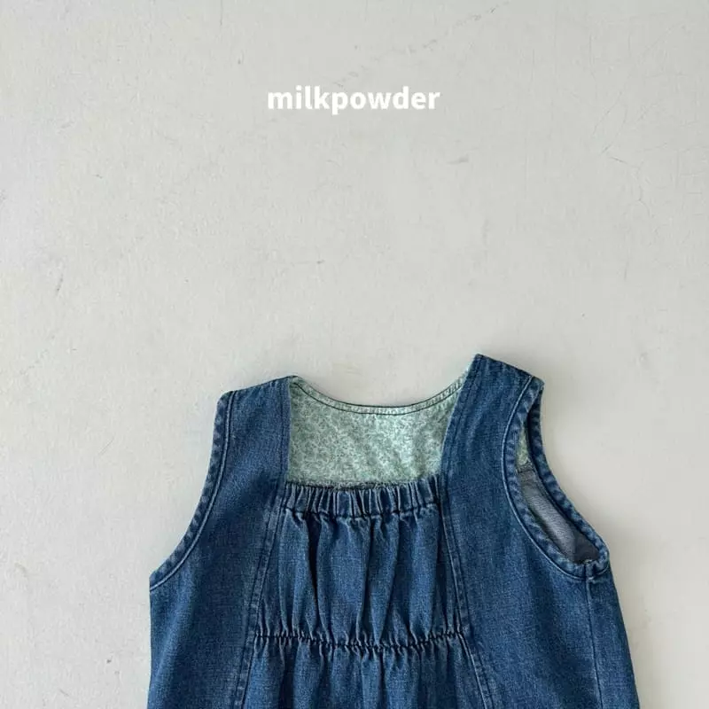 Milk Powder - Korean Children Fashion - #minifashionista - Banding Denim One-piece - 3
