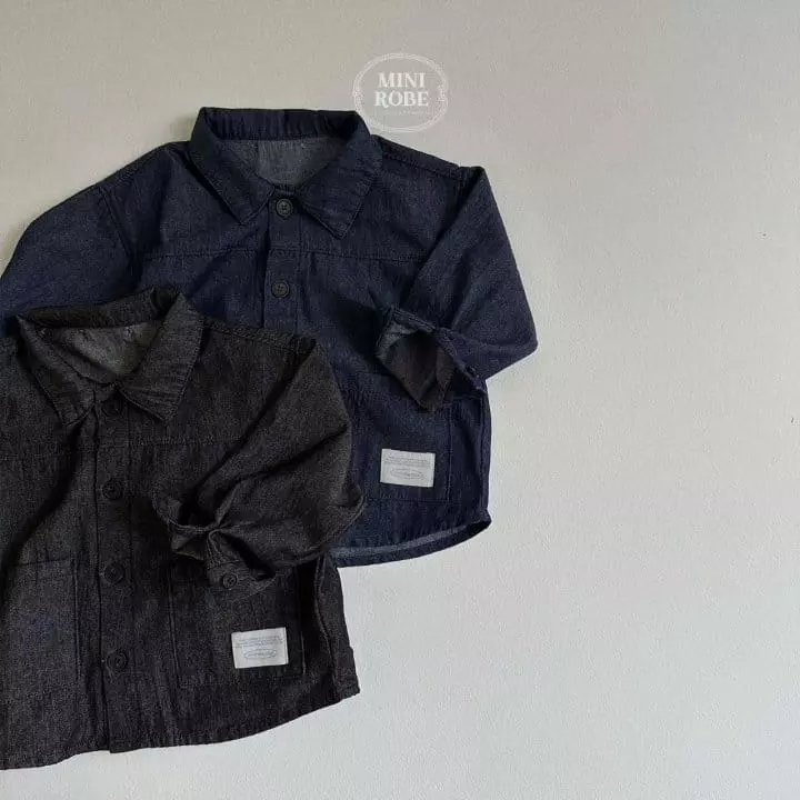Mini Robe - Korean Baby Fashion - #babyootd - Bio Denim Shirt - 2