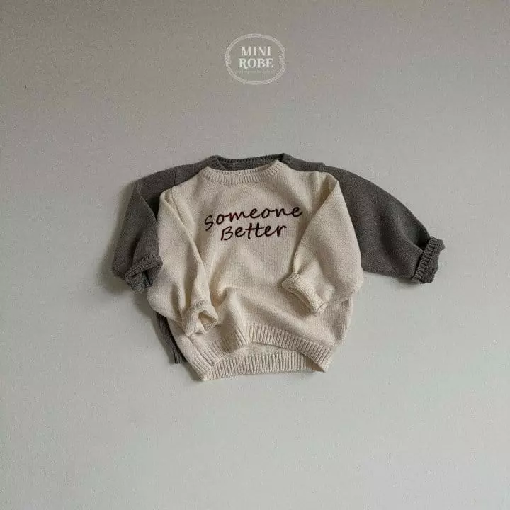 Mini Robe - Korean Baby Fashion - #babyoutfit - Some One Round Knit Tee - 8
