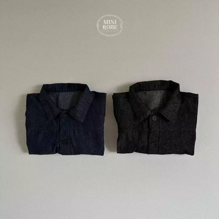 Mini Robe - Korean Baby Fashion - #babyoutfit - Bio Denim Shirt - 4