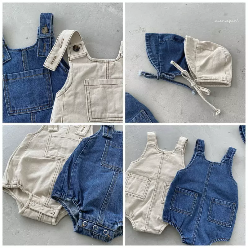 Nunubiel - Korean Baby Fashion - #onlinebabyboutique - Ponny Denim Bonnet Set - 4